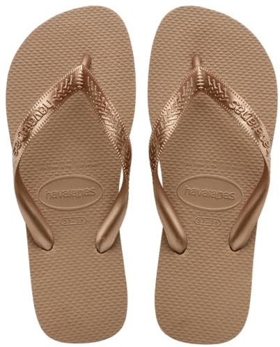 Havaianas Frauen Top Tiras Offener Zeh Strand Flip Flops Gold Groesse 6 US /37 EU
