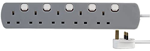 pro elec PEL00574 3 m Surge Protector with 5-Gang Switched Extension Lead, White