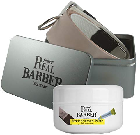 Fitters Real Barber Streichriemen Rasiermesser echt Leder Made in Solingen - ideale Größe, inklusive Streichriemenpaste