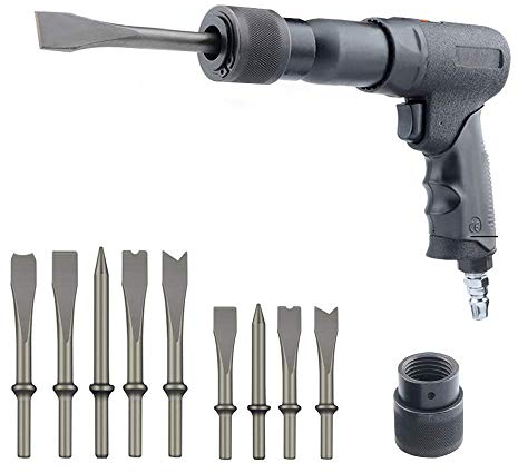 MXBAOHENG Marteau burineur pneumatique Burineur pneumatique sam Disjoncteur à Béton Pneumatique Marteau Pneumatique Ciseau à Béton Marteau de Démolition avec 9 Burins/1 Mandrin (Mandrin de Retenue)