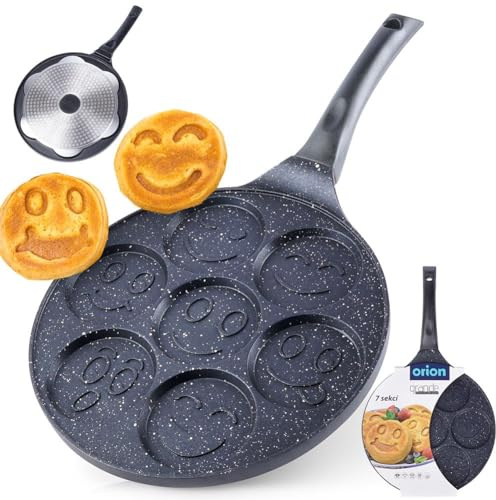 ORION Augenpfanne Ø 27 cm | Spiegelei-Pfanne für 7 Eier | Crepepfanne für Gas | fur Induktion, mit antihafte Beschichtung