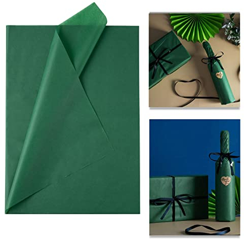 CC wonderland zone 50 Blatt Decoupage Seidenpapier Grün-50cm x 70cm,Dunkelgrün Geschenkpapier Seidenpapier Verpackungsmaterial