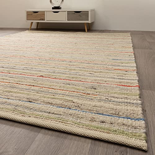 Steffensmeier Handwebteppich Biri | Wolle (Schurwolle), Bunt, handgewebt, Größe: 170x230 cm Wohnzimmer und Schlafzimmer