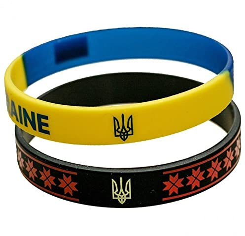 Casiler 2pcs Ukraine Flag Wristband Silicone Ukraine Bracelets Rubber National Flag Wristband Ukrainian Gifts for Fan Souvenirs
