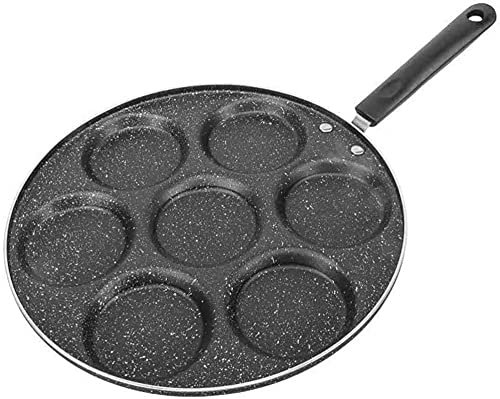 YZJSSL Poêle À Frire, 7 Trous Poêle À Frire Ufs Au Plat Antiadhésifs Poêle À Hamburger Moule À Hamburger Cuisine Ménagère Batterie De Cuisine pour Crêpes Burgers Quesadillas Ufs Petit Déjeuner