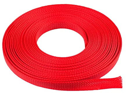 MOCNT Manicotto intrecciato espandibile in PET Manicotto intrecciato Gestione dei cavi Guaina isolata flessibile Manicotto Loom Tubi Protezione Ordinata Cavo Wrap Cover Rosso 10 mm 10 Metri