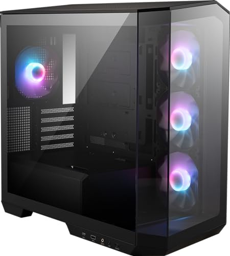 MSI MAG PANO M100R PZ Micro ATX Boîtier de Jeu, Prend en Charge la Carte mère Back-Connect, Affichage panoramique à 270 degrés, 4 Ventilateurs aRGB