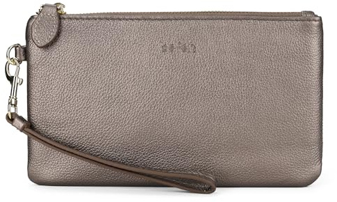 befen Pochette da polso da donna in pelle per cellulare, portafoglio in pelle di agnello, trapuntata, con cinturino da polso e tracolla, Rame metallico, 6.5 inches, Contemporaneo