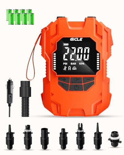 GICLE 22PSI Rechargeable Paddle Board Pump, Dual Power (Battery & 12V Car) Electric SUP Pump, Automatic Portable Inflator & Deflator with Fast Charging for Inflatables Kayak Boat Tent Camping Mattress