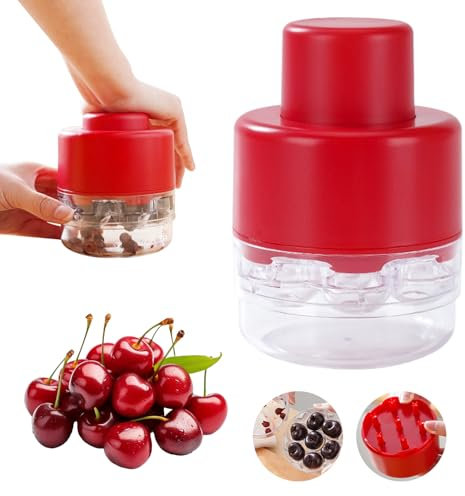 7 en 1 Dénoyauteur de Cerises Manuel 2025 - Retrait de Graines à Pression Facile pour Gâteaux et Snacks (Rouge)
