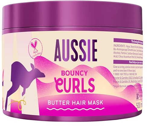 Aussie Rizos Definidos Mascarilla Para El Pelo 2 en 1 500ml. Pre o Post Champú para Cabello Ondulado y Rizado con 48 horas de Protección contra el encrespamiento. Sin silicona, vegana y cruelty-free