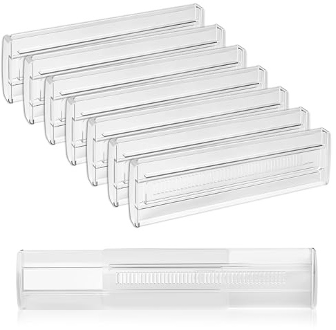 ACOMTUO 8 Pezzi Separatori per Cassetti Trasparenti Espandibili,Regolabili (28,5 – 50,5 cm),Separatori per Cassetti Regolabili,Cassetti in Plastica Trasparente Separatori per Camera da Letto, Bagno