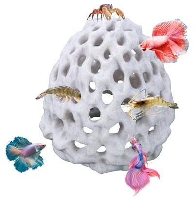 JOYOLA Shrimp Dome Hide, Shrimp Hide Cave for Aquarium, Fish Tank Tunnel with Suction Cup Plastic Porous Designed Floating Betta House for Small Fish Shrimp Guppy Hiding Resting