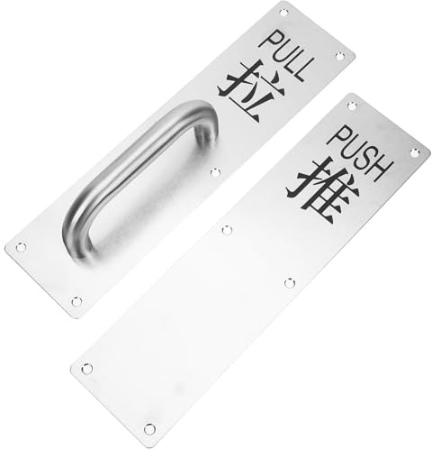 LIGIGWASH Maniglia Base Inossidabile Acciaio Spinta e a in per Trazione Porta Argento Resistente alla Ruggine Larga e Spessa per Negozi e Ristoranti