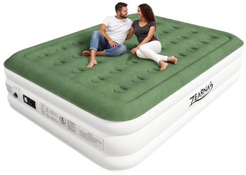 Zearna Double Air Bed, 203x152x40cm Air Mattress with Built-in Electric Pump, 3 Mins Self Inflation Deflation, Inflatable Mattress, Blow Up Mattress, Spare Guest Bed for Overnight Home Camping