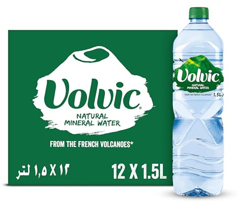 Volvic Still Mineral Water 12 x 1.5L | Natural Spring Water from France | Refreshing Pure Hydration for Home, Office & Events