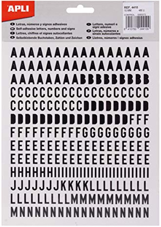 Apli - Adesivi con lettere, numeri, segni 10 mm