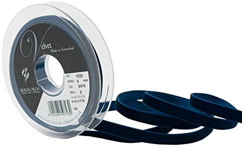 Berisfords Velvet Ribbon, Navy, 102 x 15 x 102 cm