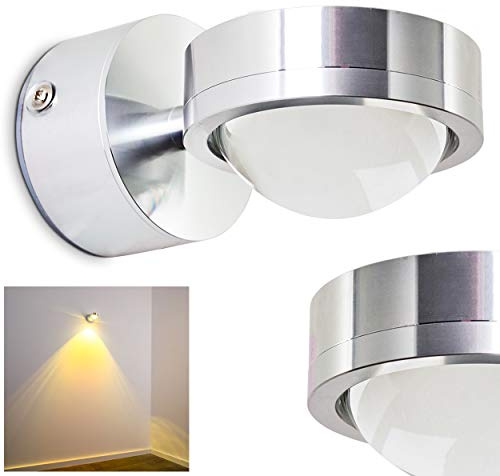 HOFSTEIN LED Wandlampe Harare, moderne Wandleuchte in Chrom mit gelbem Farbfilter, Wandstrahler mit Lichteffekt, 1-flammig, 1 x 3 Watt, 300 Lumen, Lichtfarbe 3000 Kelvin (warmweiß)