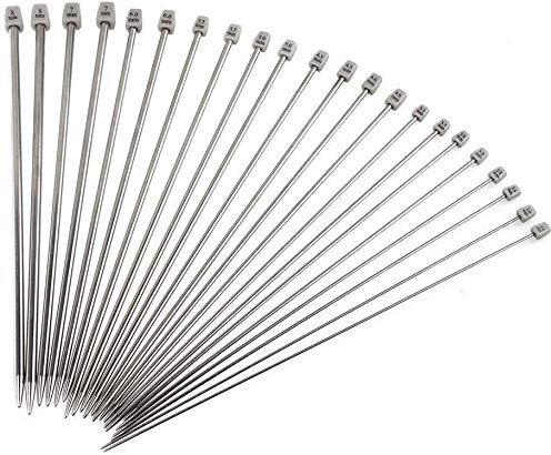 YIQI Stricknadeln, 14 Zoll (36 cm), Stricknadel-Set aus Edelstahl, bestehend aus 2,0 mm 2,5 mm 3,0 mm 3,5 mm 4,0 mm 4,5 mm 5,0 mm 5,5 mm 6,0 mm 7,0 mm 8,0 mm (11 Paar)