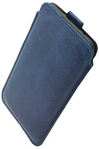 ECHT Leder Hülle passend für Samsung Galaxy A55 A35 A15 A05 A54 A34 A14 A53 A73 A33 A23 A13 A04s A52 A32 A22 S23+ S22+ S20 FE S21 S22 S23 S24 Ultra 5G Schutz Tasche Slim Lederhülle Lasche XL BLAU