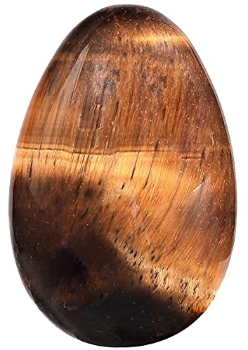 Nupuyai 3CM Oeil de Tigre Naturelle Décoration d'oeufs en cristal de pierre d'inquiétude, pierre de guérison de paume de poche polie pour la méditation Chakra Reiki de soulagement du stress
