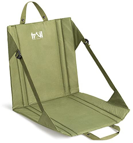Trail Hiking Chair Sit Mat With Back Support, Lightweight Padded Picnic Camping Floor Cushion Seat with Backrest (Green)