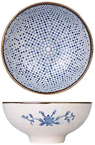 AAGAZA Noodle Bowl Set Blue and White Porcelain Hand-Painted Insulation Suitable for Family 300ml /6879 (Color : Diamond, Size : 2 Packs)