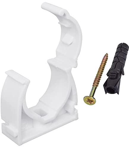 SKIR'CO (10 st) rörklämmor, plastklämmor för 25 mm rör, rörklämmor med lås, slanghängare, vita slangklämmor för slang