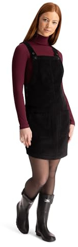 Trespass Womens Pinafore Dress Twirl - Corduroy, Button Fastening Straps, Button Fastened Sides, 2 Front Patch Pockets, 100% Cotton Black