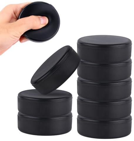 PEUTIER 8pcs Rondelles de Hockey sur Glace, Diamètre 7,5cm / Épaisseur 2,5cm, Légères Rondelles de Hockey en Mousse pour Entraînement et Entraînement Classique, Intérieur (Noir)