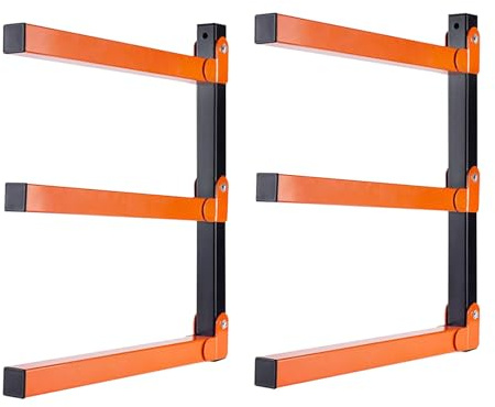 GDWD Lot de 2 supports muraux pour bois et rangement du bois - Étagère en métal à 3 niveaux - Étagère de rangement murale pour bois de cheminée - Étagère à bois de chauffage pour l'intérieur et