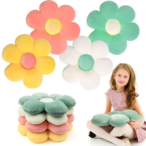 4 Pcs Flower Floor Cushion Pillow,Seat Cushion Bed Floor Pillows ,15 Inch