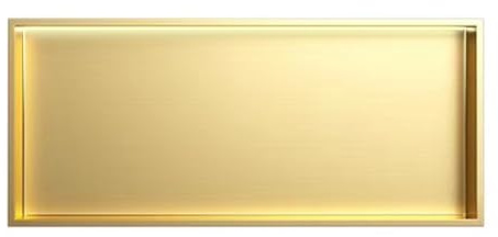 Nicchia moderna in acciaio inox nero con luce a LED, non necessita di piastrelle con finitura in metallo, scaffale da incasso per bagno e doccia (oro champagne, 72 x 32 x 12,5 cm)