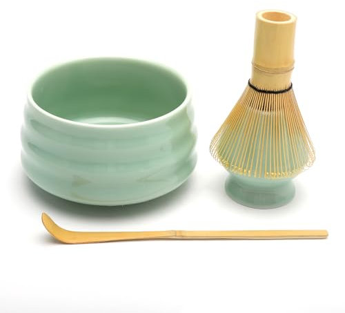 Matcha Set, 4-Teiliges Set Matcha Tee Set Matcha Schneebesen Matcha-Rührer-Set Matcha Whisk Japanisches Zubehör für die Matcha-Zeremonie Keramik Matcha-Schüssel