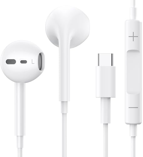 Écouteurs USB C Filaire HiFi Stéréo Avec Microphone et Contrôle du Volume - Compatible Avec iPhone 15, Samsung S24/S23 Ultra/S22, iPad Pro