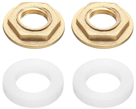 QUARKZMAN 2 Piezas de Tuercas de Bloqueo de Latón para Conexiones de Tuberías, Tuerca de Bloqueo Hexagonal Hembra BSP de 1/4 de Pulgada, Tuerca de Bloqueo de Grifo de Orificio Único y Lavabo