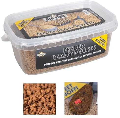 Dynamite Big Fish Feeder Ready Pellets | 2mm 1.2kg | Match Carp Fishing Bait | Stick Perfectly to Any Feeder Straight out of the Bucket | Resealable | (Sweet Banofee, 1.2kg)