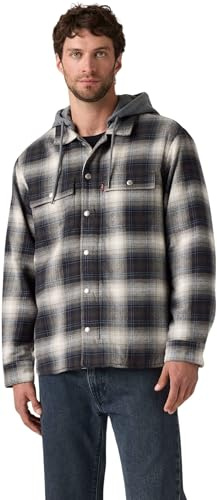 Levi's Herren Jacke Francisco Sherpa Flannel mit Reißverschluss, Standard Fit, Grau (Warwick Plaid Dark P), M