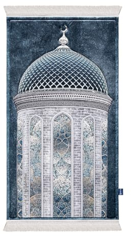 My Salah Mat Muslim Prayer Rug - Thick Large Adult Padded Sajadah for Men Women by Urban Rugs UK - Soft Islamic Mat Great for Knees Forehead Eid RamadanTravel (Crystal Dome)