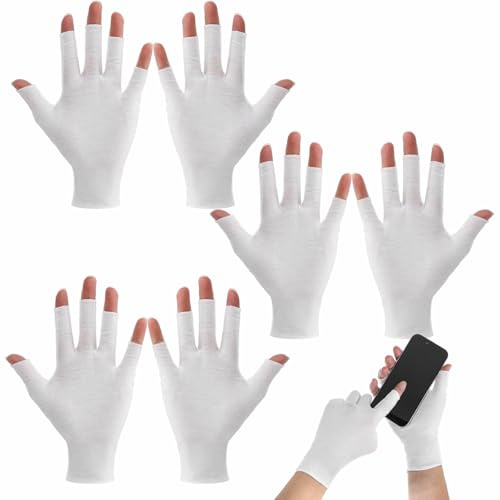 3 Pairs Moisturizing Gloves - White Cotton Gloves for Dry Hands Sleeping, Fingerless Design Overnight Glove for Women, Moisture Hand Wrap for Dry Hands Treatment
