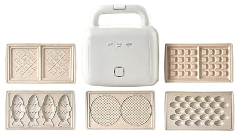 Multifunktionell Elektrisk Smörgåsmaskin Äggpuffar Våffeljärn Taiyaki Stekgrill Panna Brödrost Non-stick Tallrik Frukostmaskin Snabb JäMföRd UppväRmning(5 IN 1)
