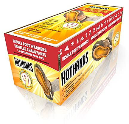HotHands Fußwärmer für Einlegesohlen, langlebig, sicher, natürlich, geruchlos, luftaktiviert, bis zu 9 Stunden Wärme, 16 Paar, schwarz
