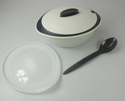 TUPPERWARE Thermo-Duo Set (2) Warmhalten C132 Schüssel 2,5 Liter Grau + Servierlöffel C134