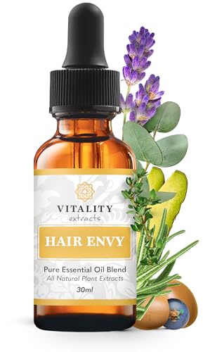 Vitality Extracts Hair Envy - Natural Hair Growth Serum - 100% Pure Essential Oils, 15 Plant Extracts, No Synthetics, No Parabens - Strengthen Hair, Minimize Breakage, Stimulate Follicles