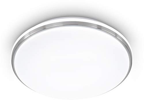 Eglo Plafoniera Led Marunella, applique Ø 34 cm dimmerabile, plafoniera realizzata in acciaio nichel opaco e plastica bianca, lampada da soggiorno bianco neutro