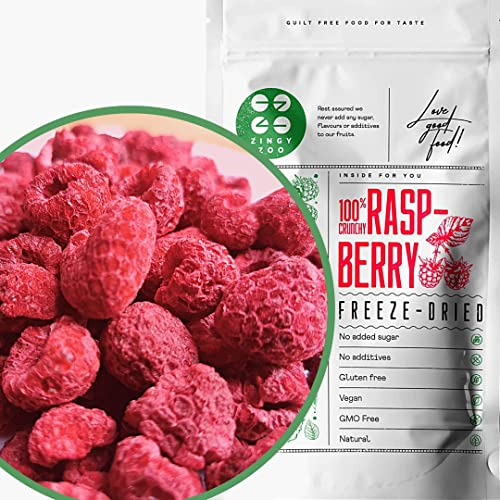 Framboise Lyophilisée | Naturel Framboises Séchées | Fruits Seches Lyophilisateur | Fruits Secs Fruits Frais Lyophilisés | Freeze Dried Raspberry | Gefriergetrocknete Himbeeren | ZingyZoo (90g)