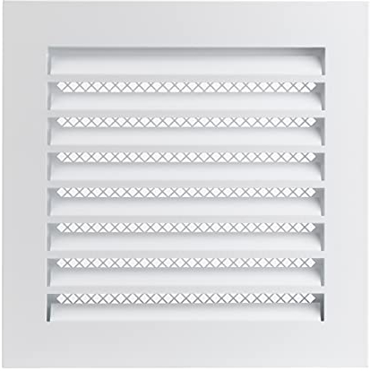 Blanco 200x200 mm Rejilla de Ventilación de Acero Galvanizado con Brida, Rejilla Metálica Industrial con Mosquitera