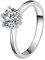 JewelryWe Schmuck Damen-Ring Solitärring Damen Verlobungsring mit Zirkonia Edelstahl Eheringe Ring Hochzeitsringe Silber Valentinstag Lieben Geschenk für Frauen Mädchen Größe 59