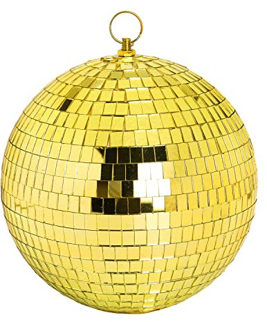 Mirror Ball, 8 inch Reflective Light Dance Disco Balls with Hanging Ring for DJ Club Party,Home Decoration, Family Gathering Live Stage(8 inch, Gold)